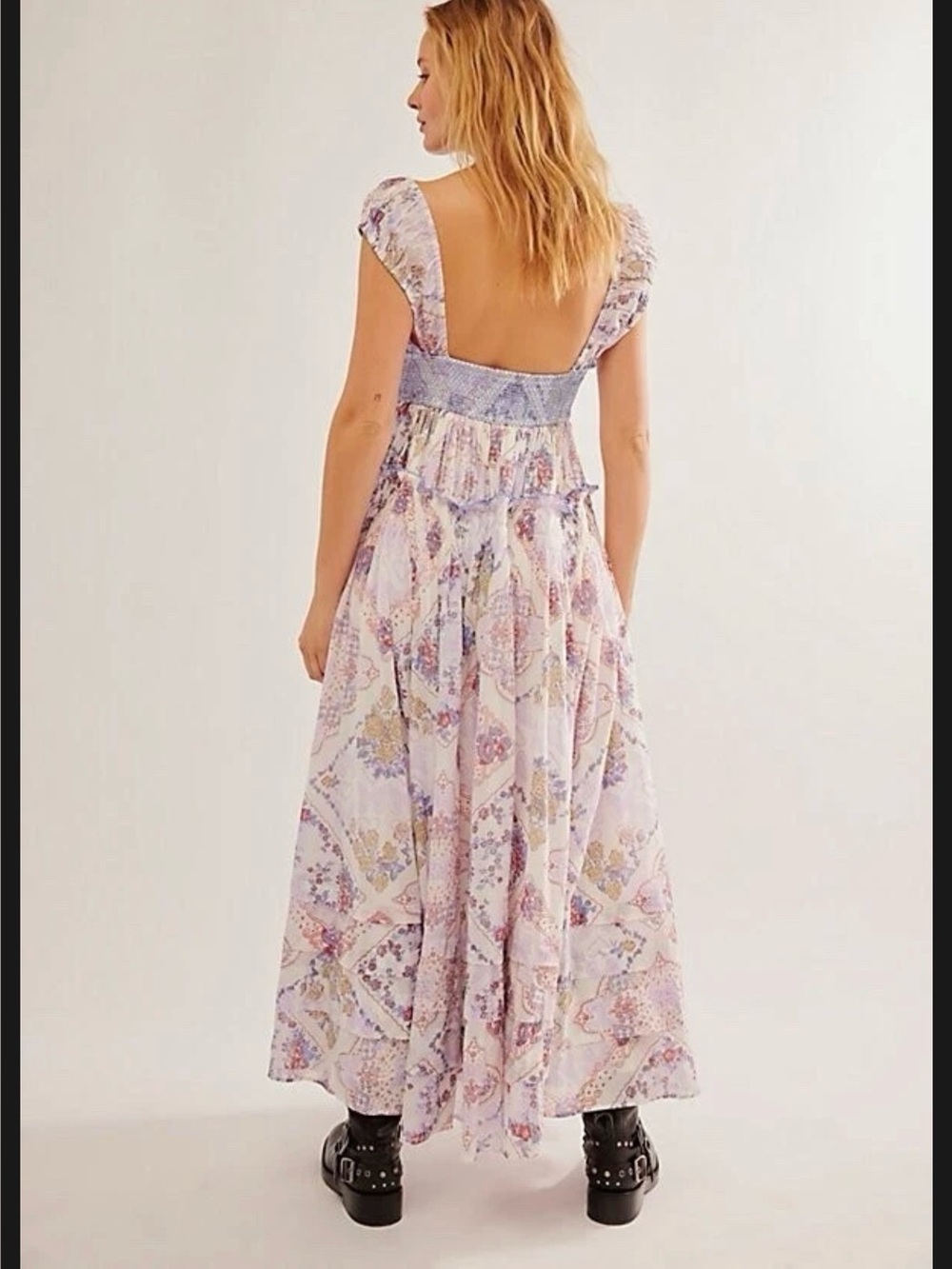 Free People Forever Favorite Lavender Paisley Smocked Maxi Dress Size Medium - Picture 2 of 16